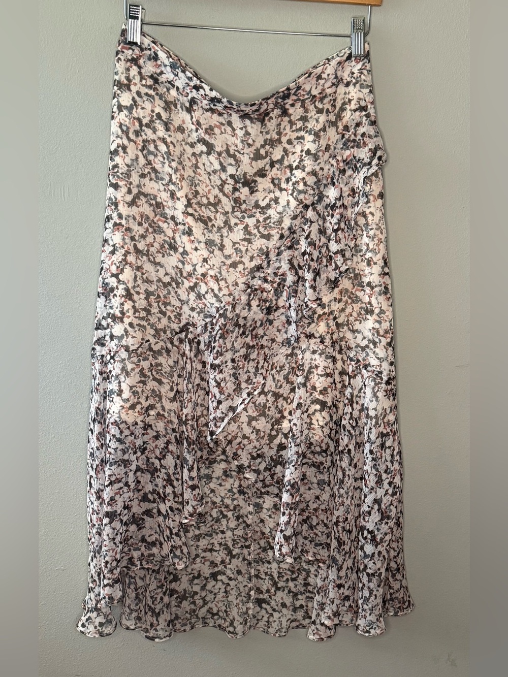 Express Floral Bias-Cut Midi Skirt in Cream, Black and Blush